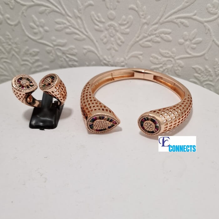 Accking Luxury Unique African Bangle Ring Set